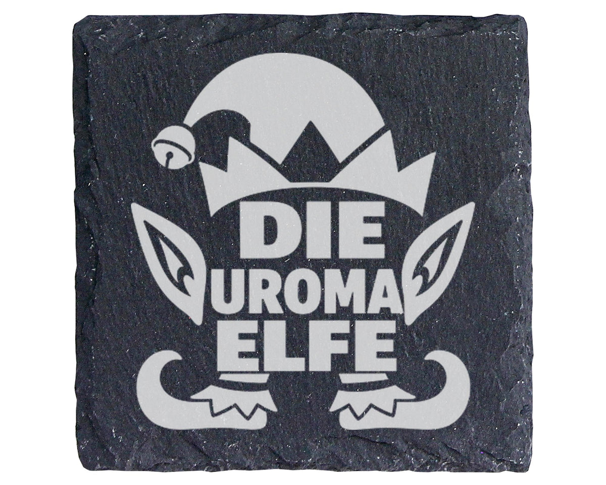 Untersetzer Schiefer Die Uroma Elfe - Lustiges Geschenk für Familie We – Bild 1