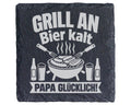 Schiefer Untersetzer Grill An Bier Kalt Papa Glücklich - Geschenk für  – Bild 1