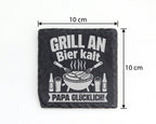 Schiefer Untersetzer Grill An Bier Kalt Papa Glücklich - Geschenk für  – Bild 4