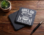 Schiefer Untersetzer Grill An Bier Kalt Papa Glücklich - Geschenk für  – Bild 5