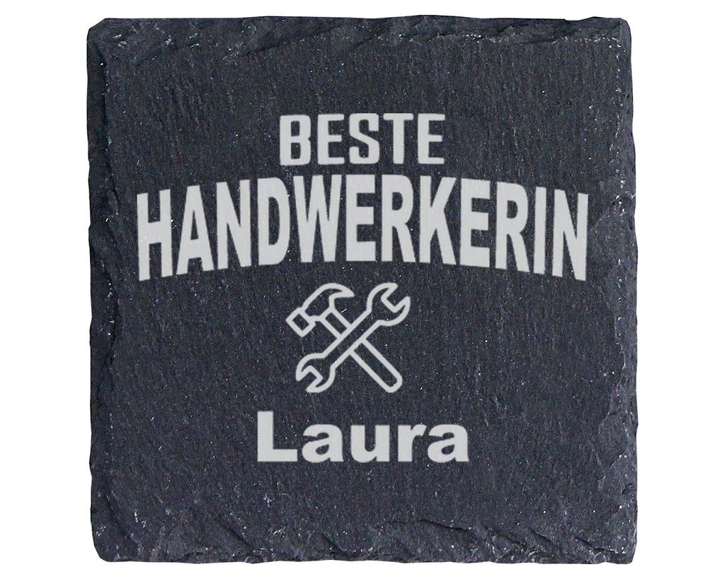 Schiefer Untersetzer Beste Handwerkerin Personalisiert - Geschenk für  – Bild 1