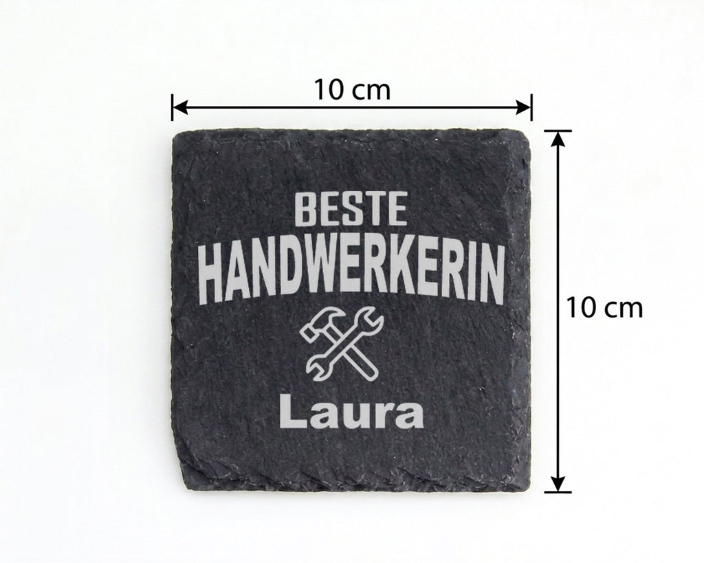 Schiefer Untersetzer Beste Handwerkerin Personalisiert - Geschenk für  – Bild 4