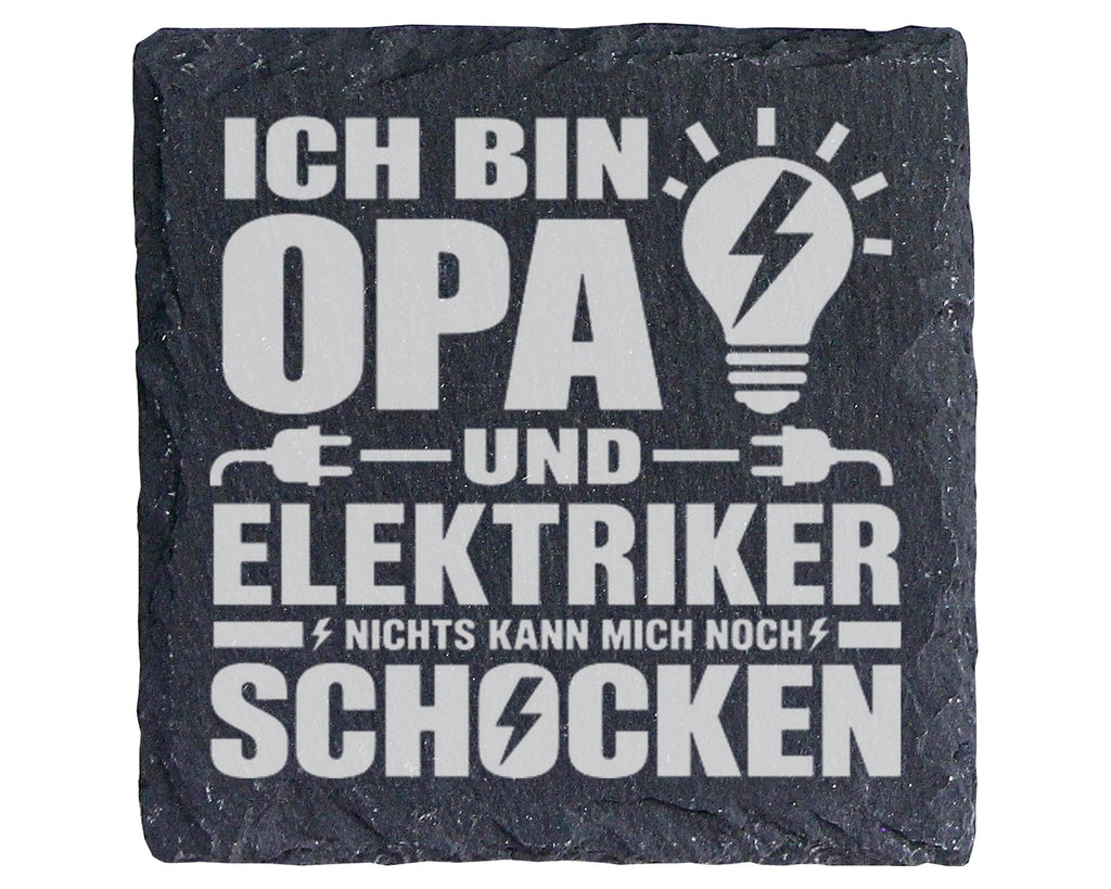 Schiefer Untersetzer Opa Elektriker Nichts Kann Mich Schocken - Lustig – Bild 1