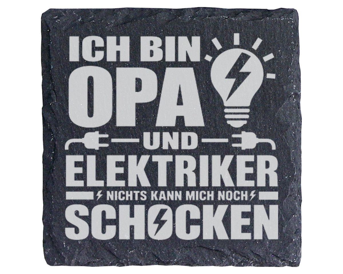 Schiefer Untersetzer Opa Elektriker Nichts Kann Mich Schocken - Lustig – Bild 1