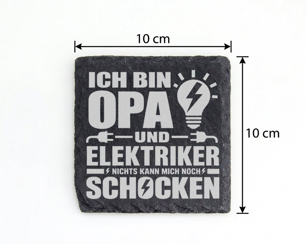 Schiefer Untersetzer Opa Elektriker Nichts Kann Mich Schocken - Lustig – Bild 4