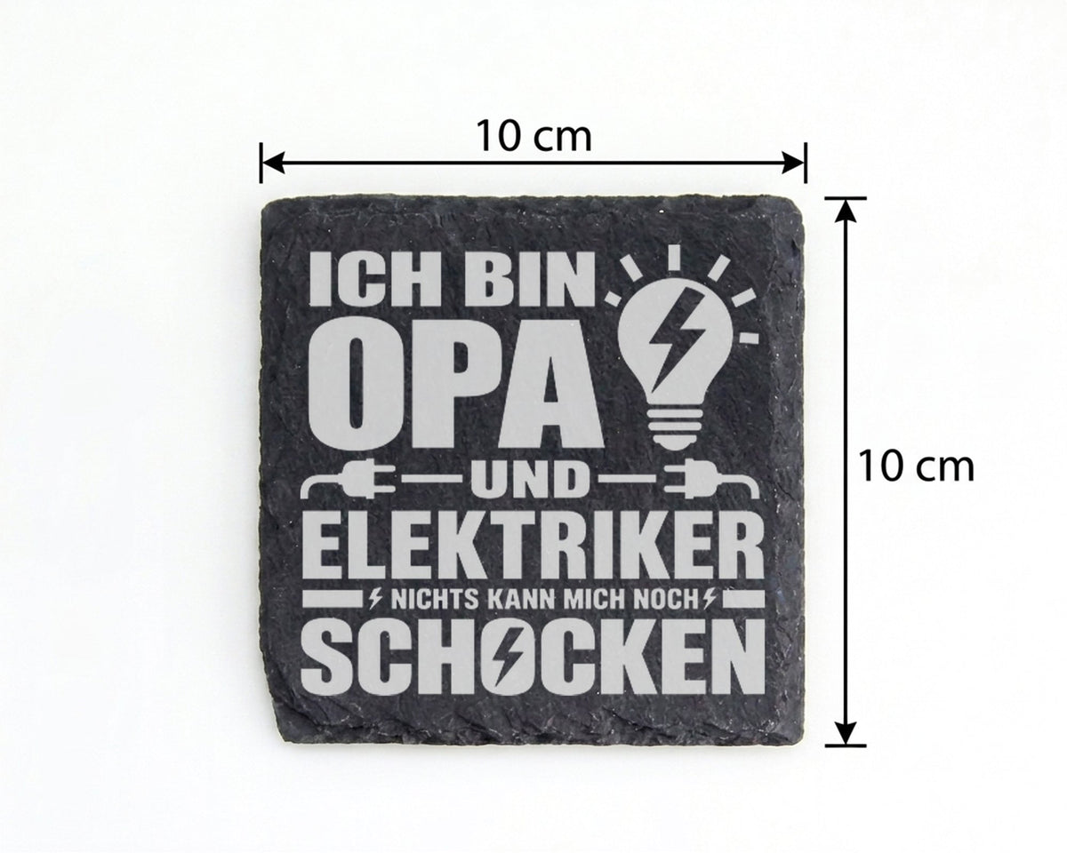 Schiefer Untersetzer Opa Elektriker Nichts Kann Mich Schocken - Lustig – Bild 4