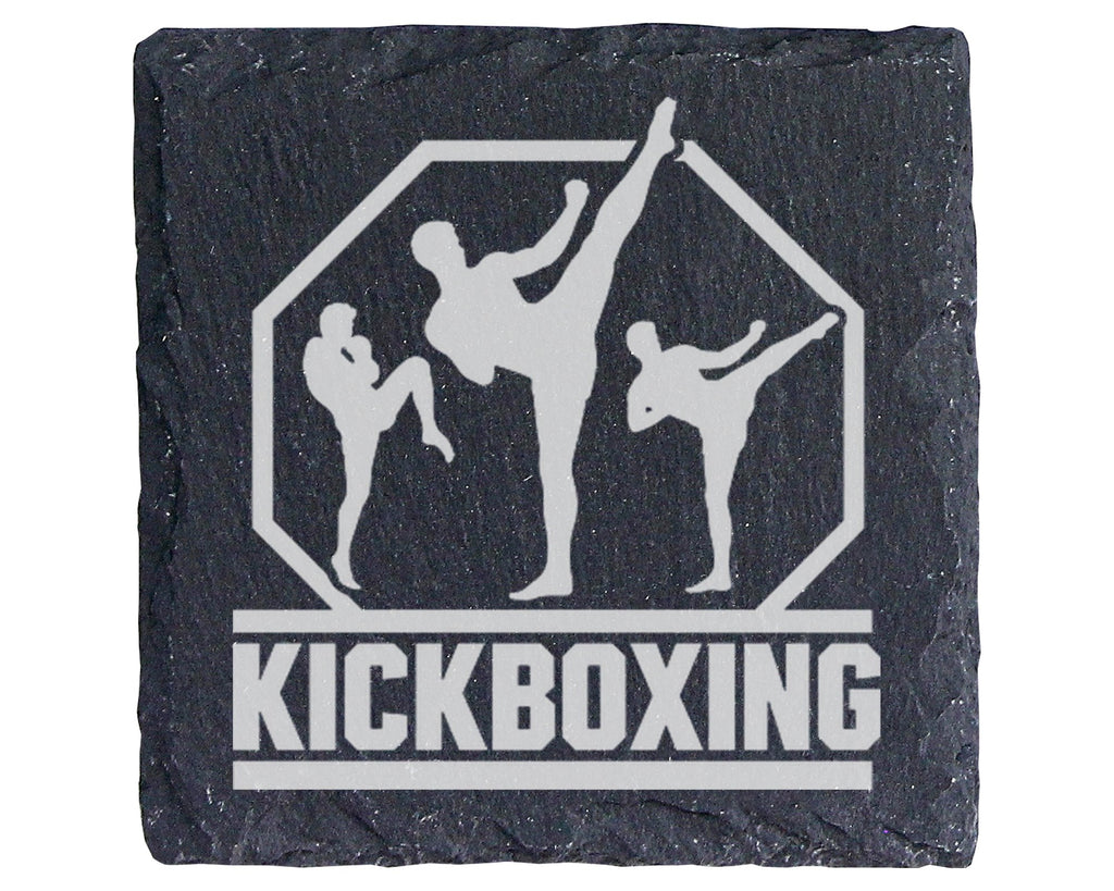 Schiefer Untersetzer Kickboxing Kämpfer - Geschenk für Kampfsportler M – Bild 1