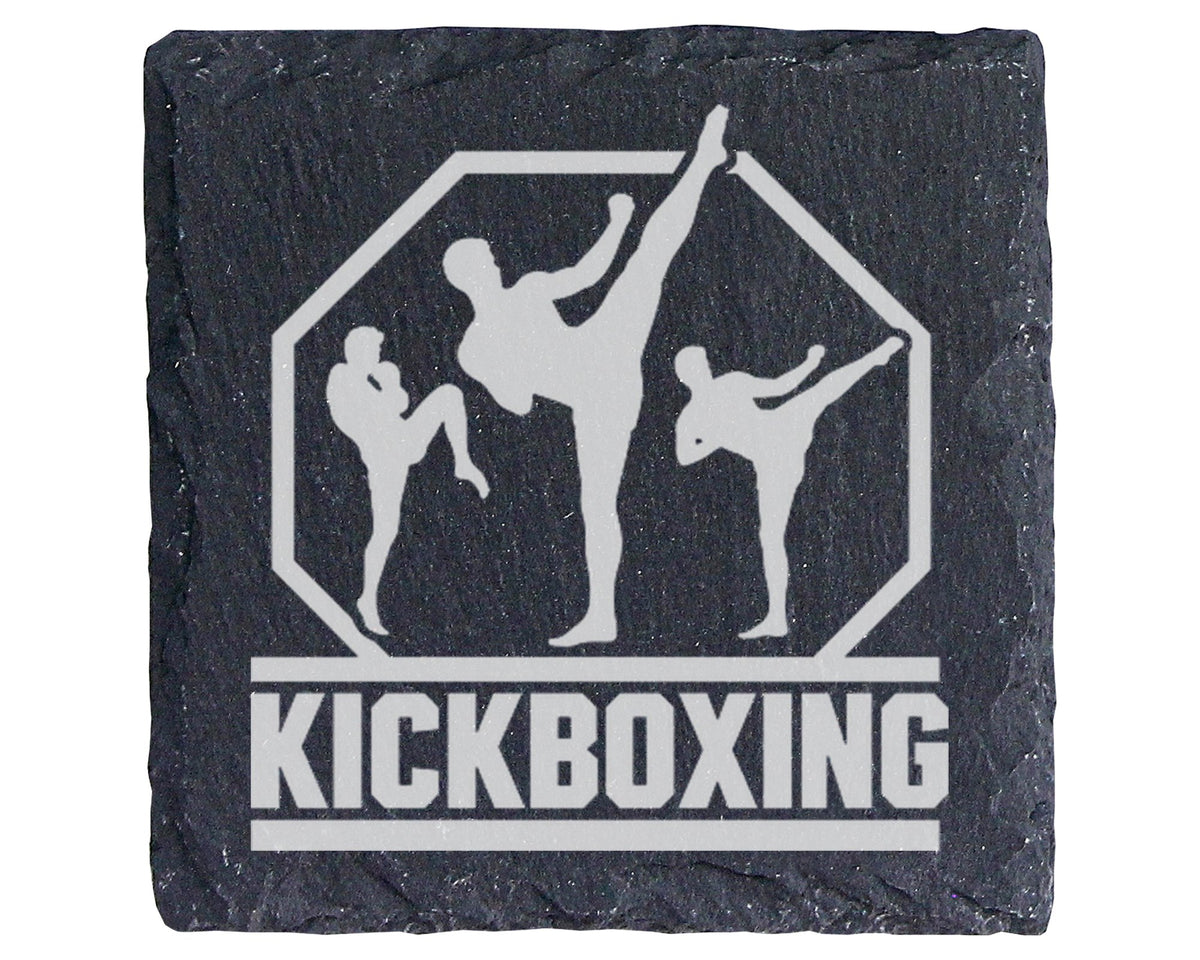Schiefer Untersetzer Kickboxing Kämpfer - Geschenk für Kampfsportler M – Bild 1