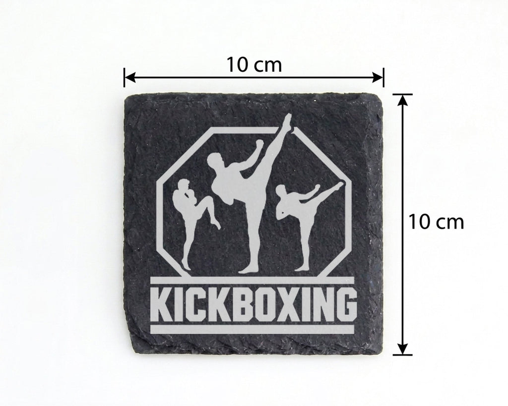 Schiefer Untersetzer Kickboxing Kämpfer - Geschenk für Kampfsportler M – Bild 4