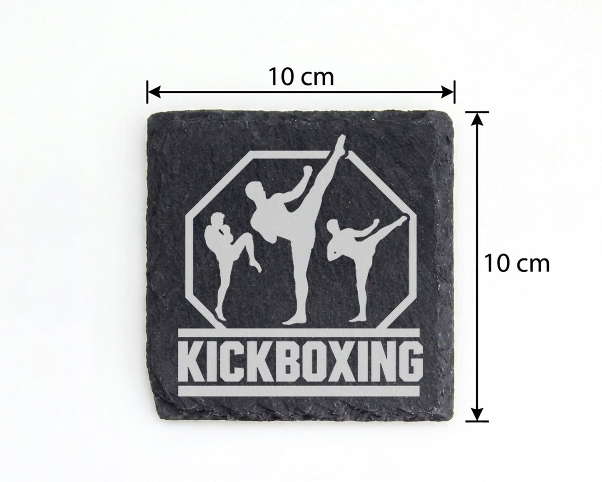 Schiefer Untersetzer Kickboxing Kämpfer - Geschenk für Kampfsportler M – Bild 4