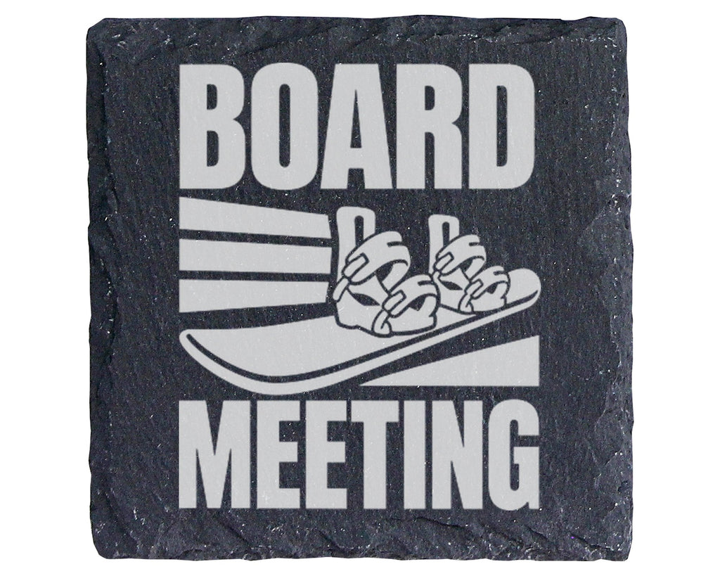 Schiefer Untersetzer Snowboard Board Meeting - Geschenk für Snowboarde – Bild 1
