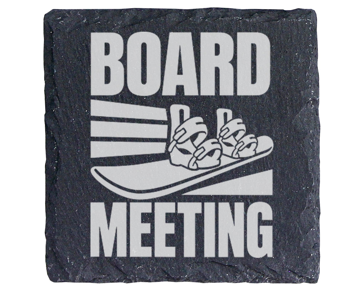 Schiefer Untersetzer Snowboard Board Meeting - Geschenk für Snowboarde – Bild 1