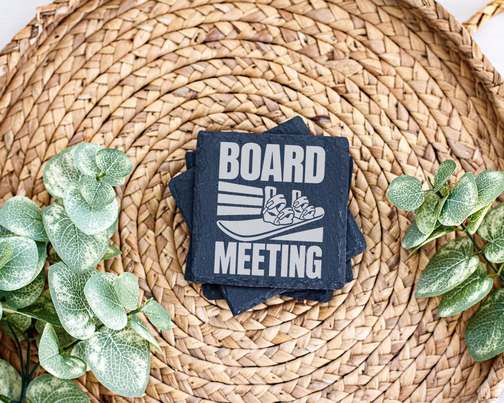 Schiefer Untersetzer Snowboard Board Meeting - Geschenk für Snowboarde – Bild 3