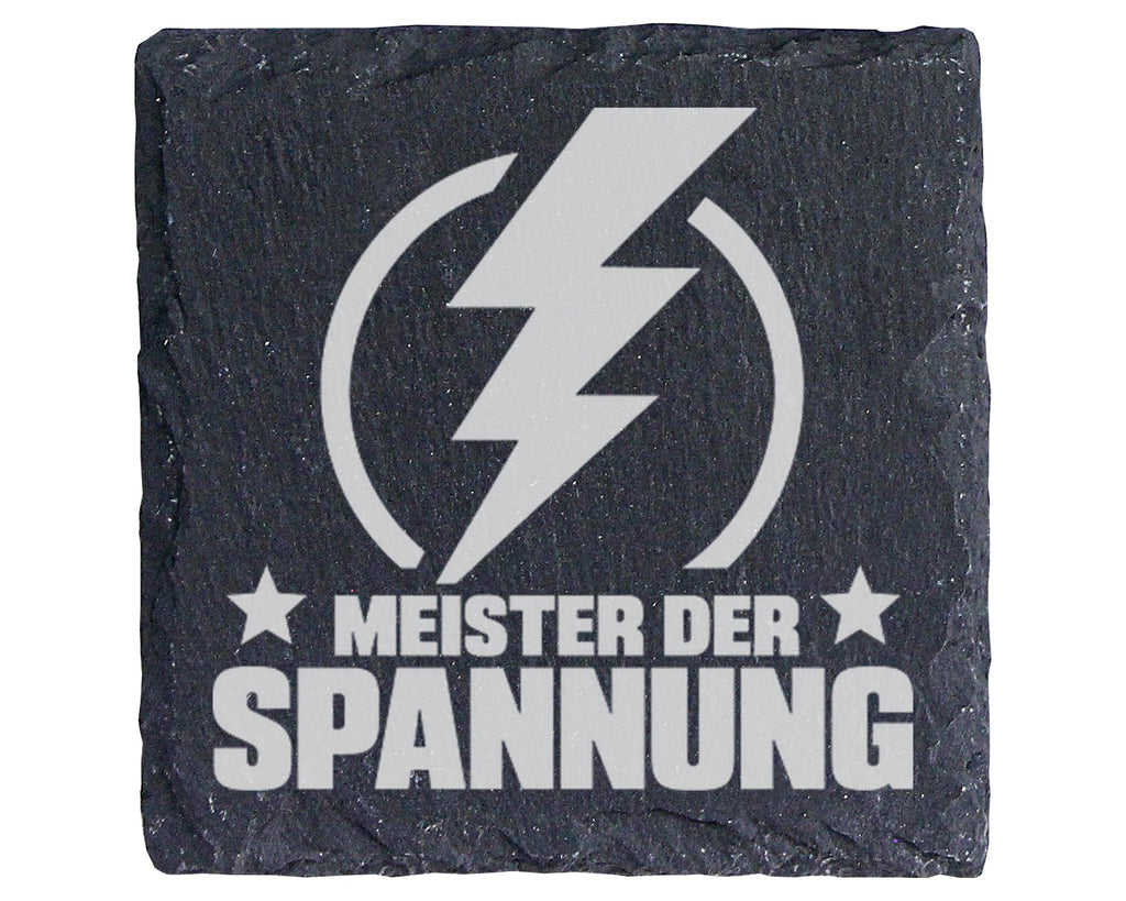 Schiefer Untersetzer Meister Der Spannung - Lustiges Geschenk Für Elek – Bild 1