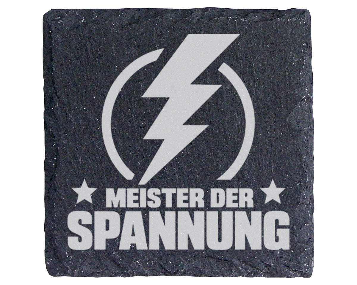 Schiefer Untersetzer Meister Der Spannung - Lustiges Geschenk Für Elek – Bild 1