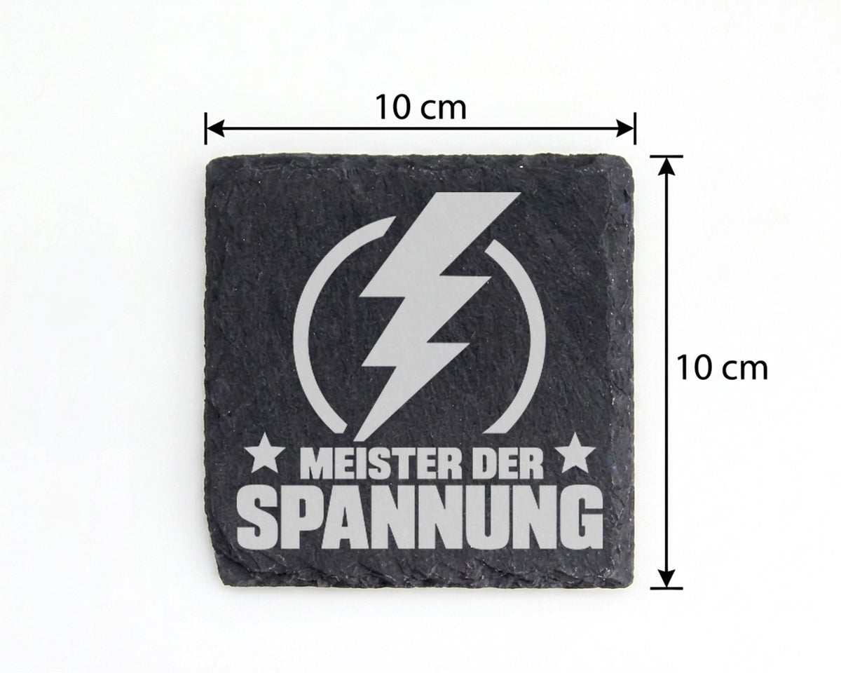 Schiefer Untersetzer Meister Der Spannung - Lustiges Geschenk Für Elek – Bild 4