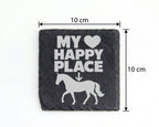 Schiefer Untersetzer Pferd My Happy Place Spruch - Geschenk für Reiter – Bild 4