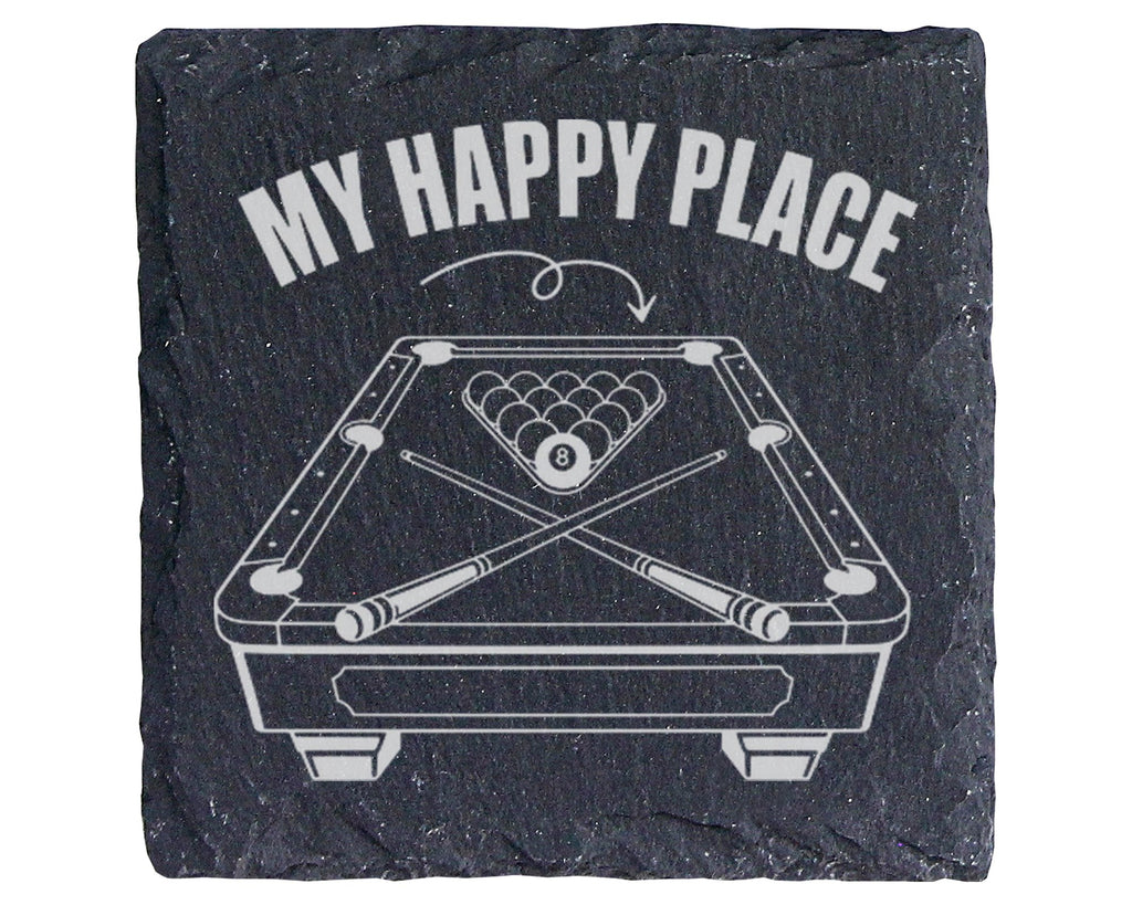 Schiefer Untersetzer Billard My Happy Place - Geschenk Für Pool Spiele – Bild 1