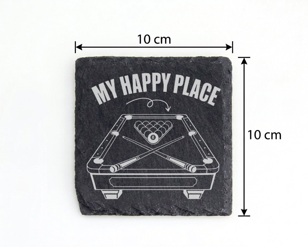 Schiefer Untersetzer Billard My Happy Place - Geschenk Für Pool Spiele – Bild 4