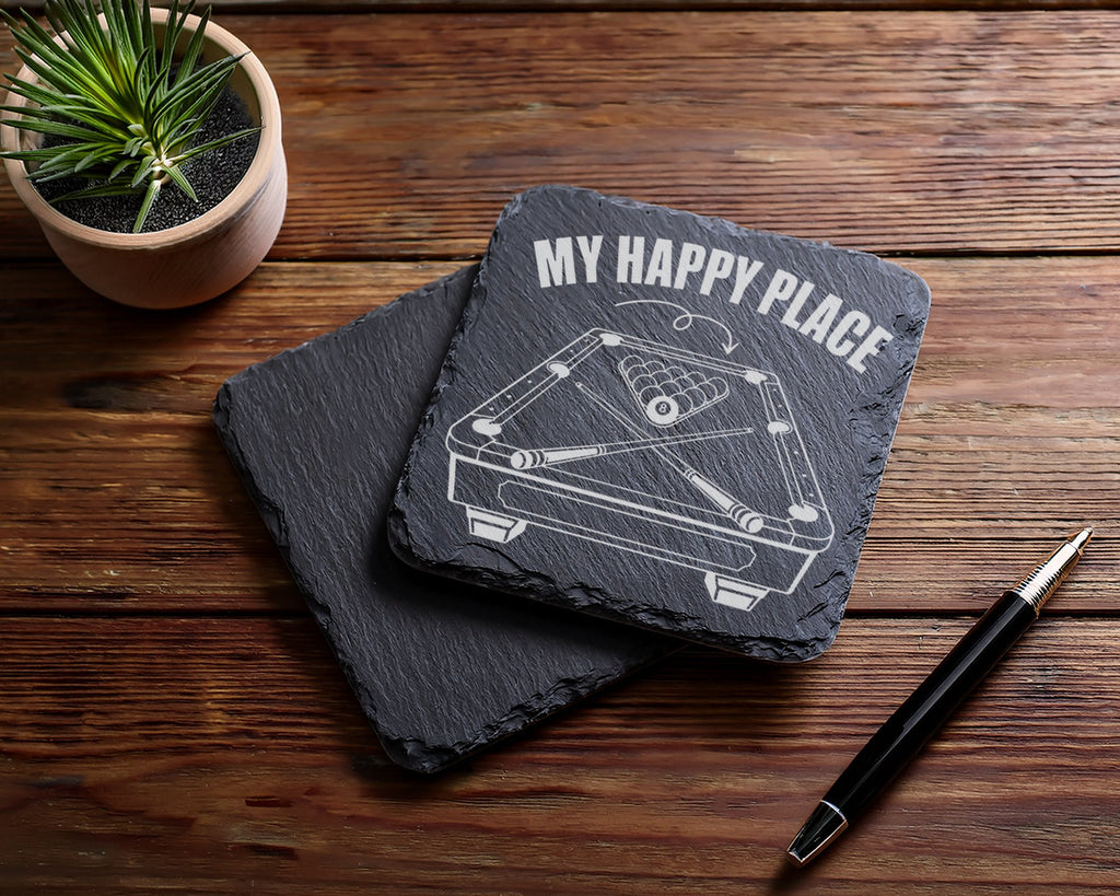 Schiefer Untersetzer Billard My Happy Place - Geschenk Für Pool Spiele – Bild 5
