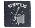 Schiefer Untersetzer Gitarre My Happy Place - Geschenk für Musiker Git – Bild 1