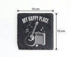 Schiefer Untersetzer Gitarre My Happy Place - Geschenk für Musiker Git – Bild 4
