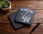 Schiefer Untersetzer Gitarre My Happy Place - Geschenk für Musiker Git – Bild 5