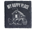 Schiefer Untersetzer Huhn My Happy Place - Geschenk für Hühnerhalter L – Bild 1