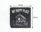 Schiefer Untersetzer Huhn My Happy Place - Geschenk für Hühnerhalter L – Bild 4