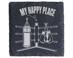 Schiefer Untersetzer Boxen My Happy Place - Geschenk für Boxer Kampfsp – Bild 1