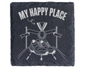Schiefer Untersetzer Laufen My Happy Place - Geschenk für Läufer Marat – Bild 1