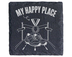 Schiefer Untersetzer Laufen My Happy Place - Geschenk für Läufer Marat – Bild 1