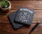 Schiefer Untersetzer Laufen My Happy Place - Geschenk für Läufer Marat – Bild 5