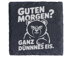 Schiefer Untersetzer Bär Guten Morgen Ganz Dünnes Eis - Geschenk für M – Bild 1