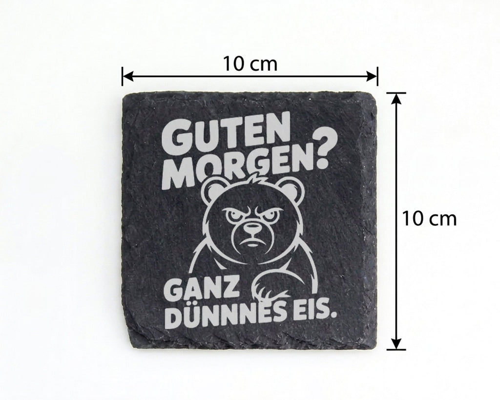 Schiefer Untersetzer Bär Guten Morgen Ganz Dünnes Eis - Geschenk für M – Bild 4