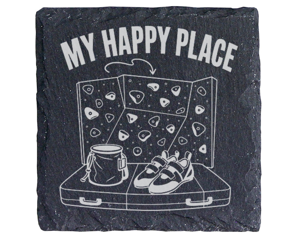 Schiefer Untersetzer Bouldern My Happy Place - Geschenk für Kletterer  – Bild 1