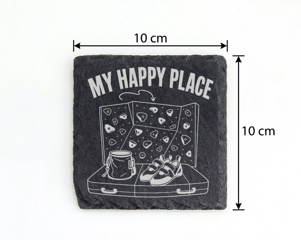 Schiefer Untersetzer Bouldern My Happy Place - Geschenk für Kletterer  – Bild 4
