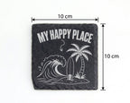 Schiefer Untersetzer My Happy Place Strand - Geschenk für Surfer Urlau – Bild 4