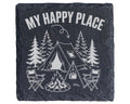 Schiefer Untersetzer Camping Spruch My Happy Place - Geschenk für Camp – Bild 1