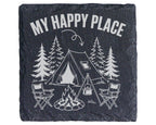 Schiefer Untersetzer Camping Spruch My Happy Place - Geschenk für Camp – Bild 1