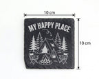 Schiefer Untersetzer Camping Spruch My Happy Place - Geschenk für Camp – Bild 4
