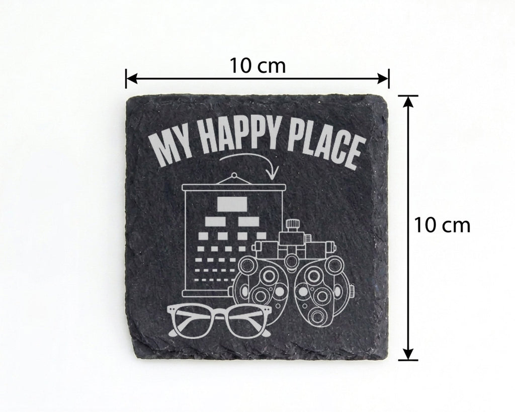 Schiefer Untersetzer Optiker My Happy Place Geschenk für Augenarzt Seh – Bild 4