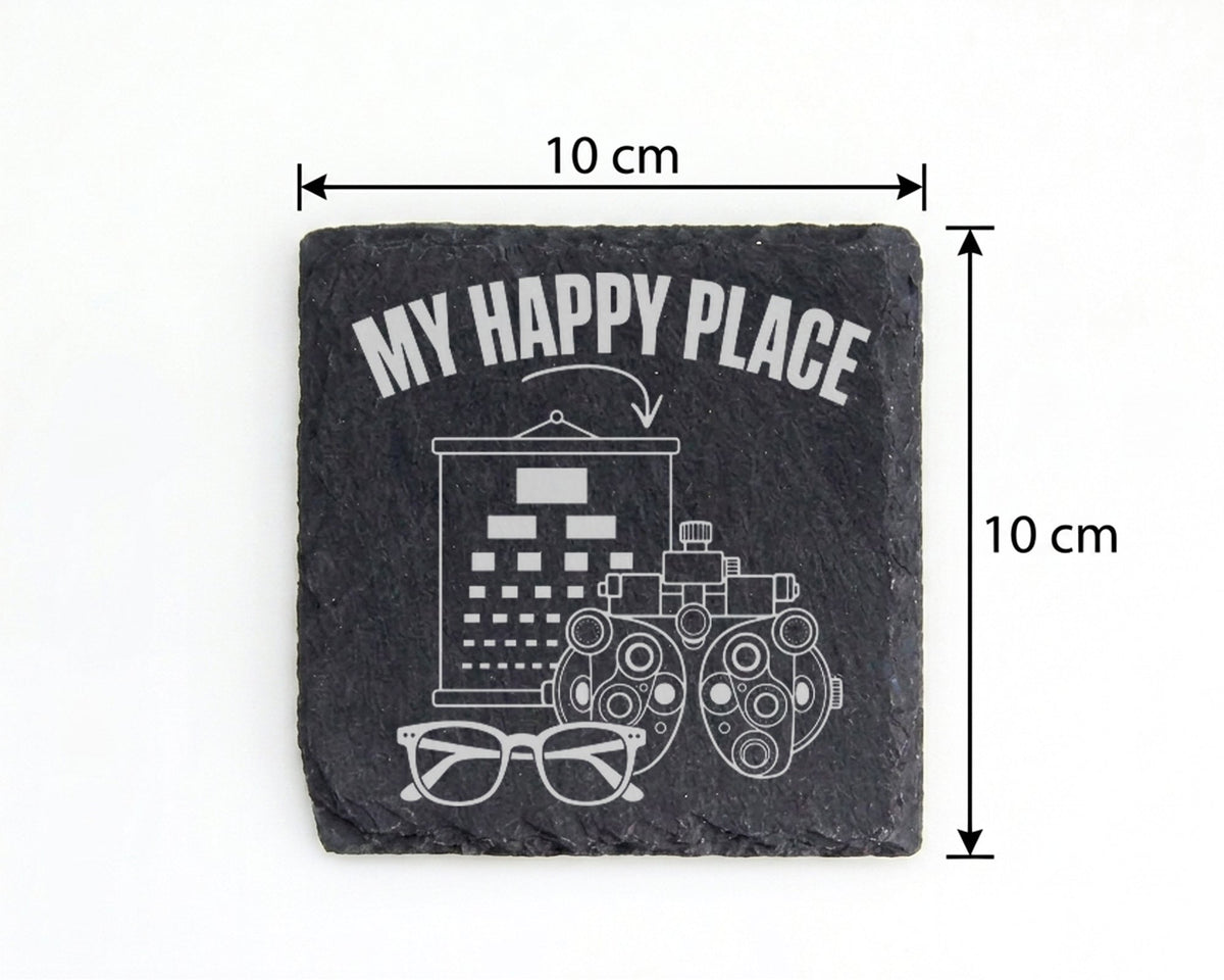 Schiefer Untersetzer Optiker My Happy Place Geschenk für Augenarzt Seh – Bild 4