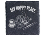 Schiefer Untersetzer Uhrwerk My Happy Place - Geschenk für Uhrmacher S – Bild 1