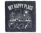 Schiefer Untersetzer Garten My Happy Place - Geschenk Für Gärtner Hoch – Bild 1