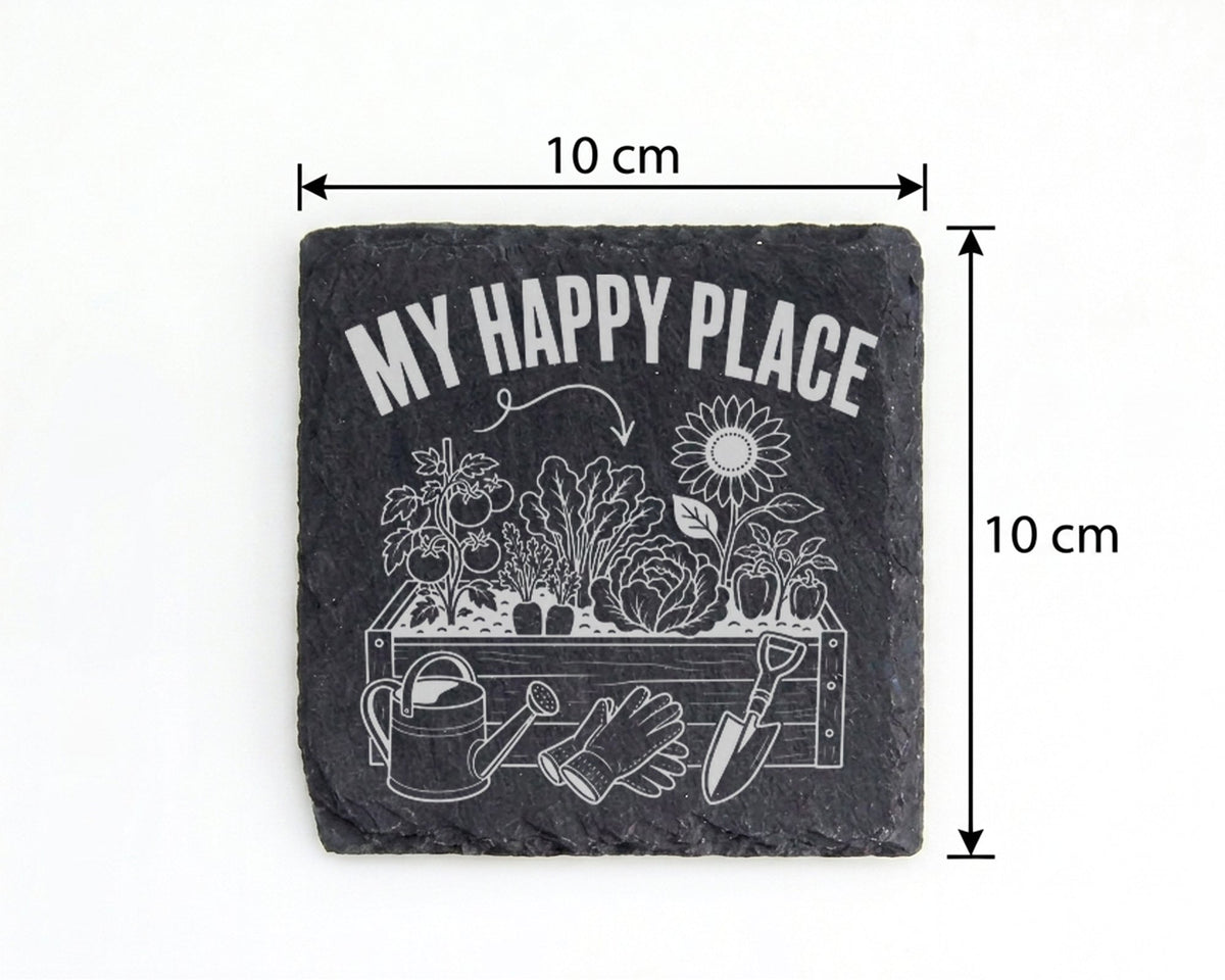 Schiefer Untersetzer Garten My Happy Place - Geschenk Für Gärtner Hoch – Bild 4