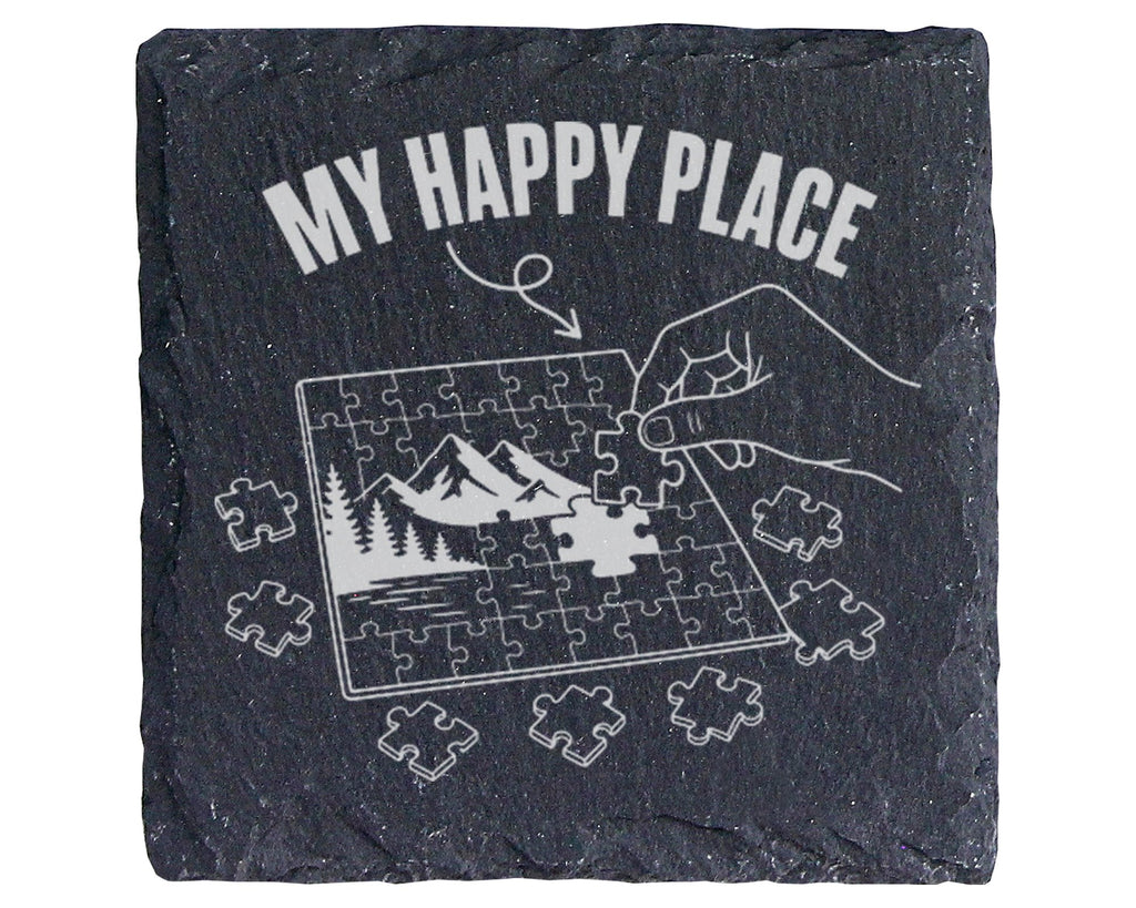 Schiefer Untersetzer Puzzle Berge Mein Lieblingsplatz - Geschenk für W – Bild 1