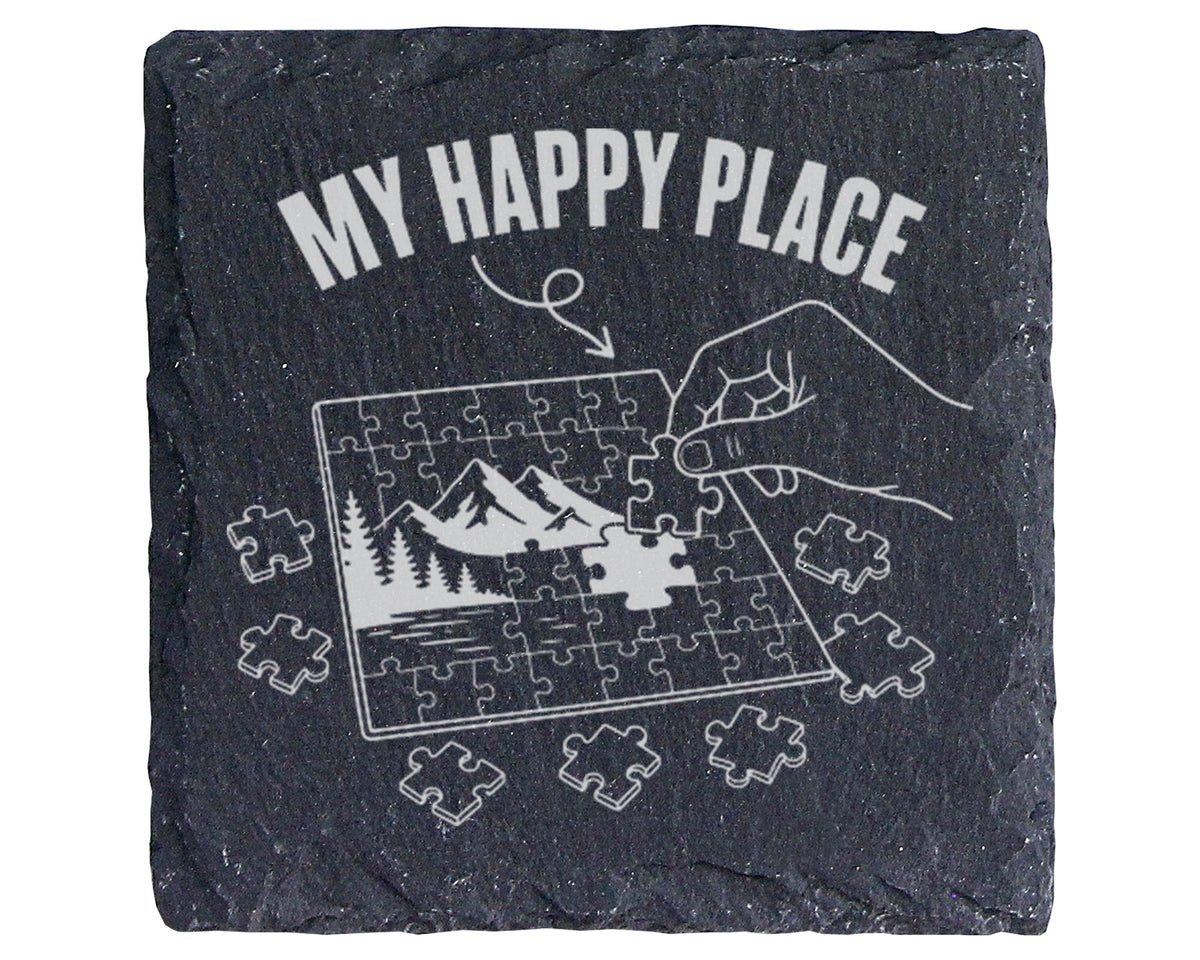 Schiefer Untersetzer Puzzle Berge Mein Lieblingsplatz - Geschenk für W – Bild 1