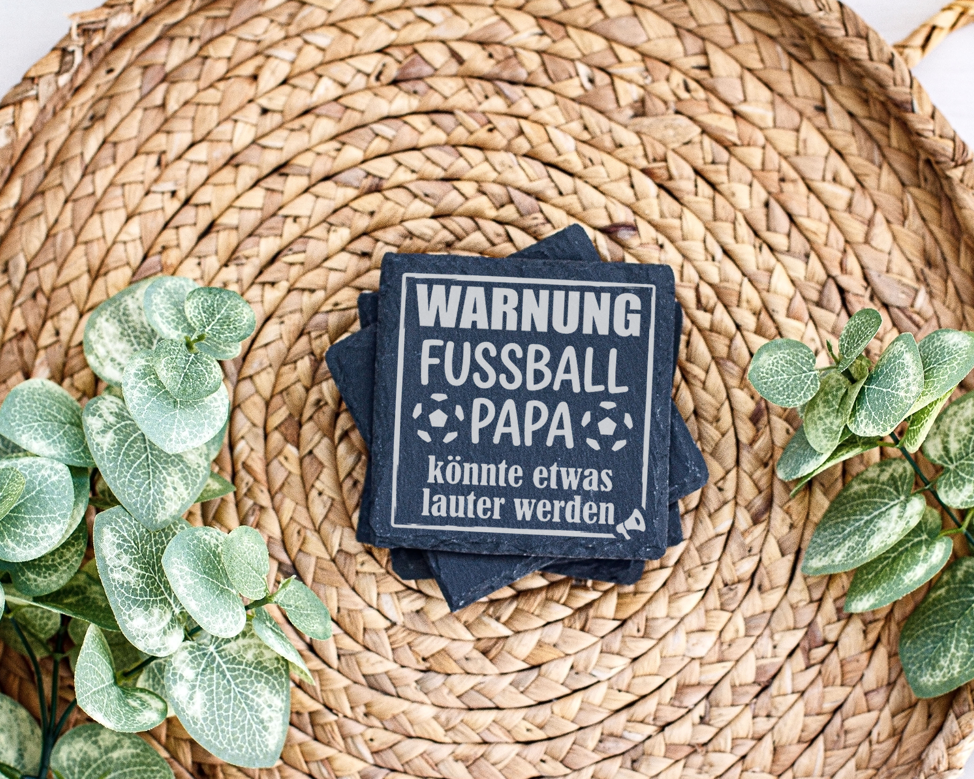 Schiefertafel Untersetzer Warnung Fußball Papa Geschenk für Fußball Fa – Bild 3
