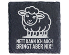 Schiefer Untersetzer Schaf Nett Bringt Nix Spruch - Lustiges Geschenk  – Bild 1